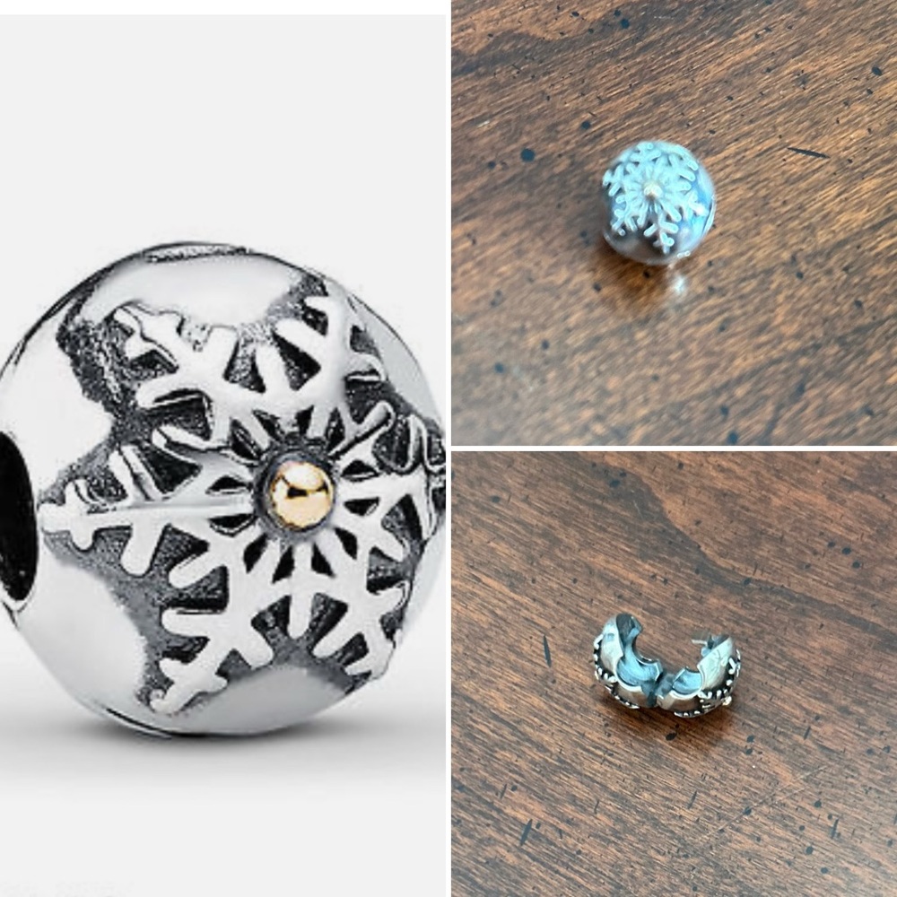 Pandora Two Toned Snowflake Clip